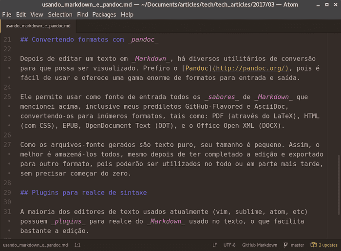 Plugin para markdown no atom